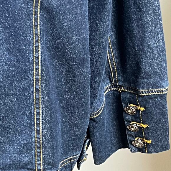 John A Blue Denim Dark Wash Zip Front with Rhinestones Jacket Size 1X - Picture 5 of 8